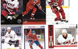 6 x ERIK COLE Hurricanes, Oilers, Canadiens