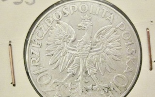 Puola Poland 10 zlotych 1933 Hopeaa