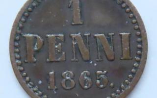 1 penni 1865 tyyppi 2.2 kl6 (1+)