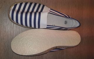 Kengät : sinivalkoiset kangas kengät koko 39 sisämitta 25cm