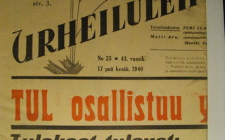 Suomen Urheilulehti Nro 25/1940 (16.3)