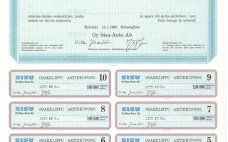 OKK osakekirja Oy Sisu-Auto Ab 1988 100 000 osaketta
