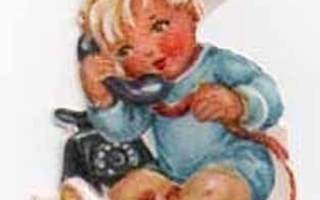 ILLERT / Pellavapäinen vauva puhelimessa. 1930-l.