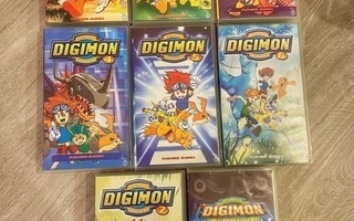 Digimon 1-7 & elokuva vhs-kasetit