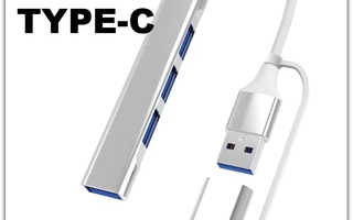 4-porttinen USB A-tyyppi - USB C -hubi + adapteri