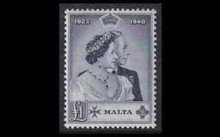 Malta 215 ** Kuninkaalliset hopeahäät (1949)