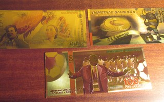 3 kpl:n paketti 100 ruplaa värikullatut setelit