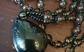 Aito black obsidian kaulakoru ketjuinee 60cm