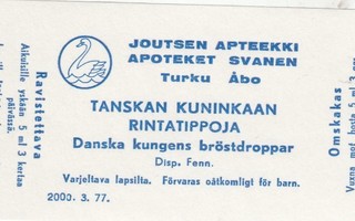 Tanskan kuninkaan rintatippoja  Joutsen Apteekki  Turku  a50