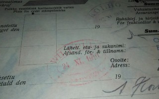 VR Wilppula Vilppula Asemaleima Rahtikirja 1919 PK140/8