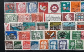 SAKSA VANHEMPAA n.1960-luku LEIMATTUJA postimerkkejä 38 kpl