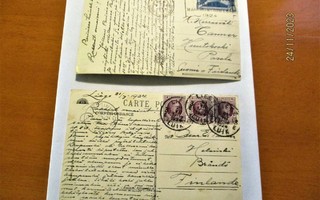1924 Ranska/ Belgia suom.  olympiakävijän kortit