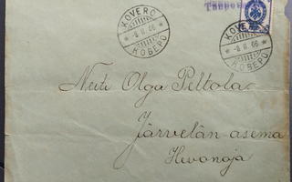 Pp-leima TUUPOVAARA - Kovero 1906 kirjeellä Järvelään