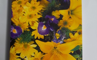 Keltaiset ja violetit kukat, taittokortti