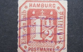 Vanha Saksa Hamburg 1 1/2 Schilling 1866.