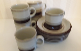 Arabian Pirtti-sarjan kahvikupit 6 kpl tasseineen
