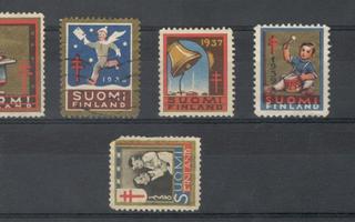 1930-luku, joulumerkkejä 4 eril. levyllä.