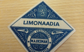 W. A. Oksman Savonlinnassa Limonaadia etiketti.