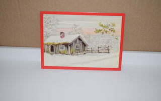 postikortti  (T)  Mökki lumimaisema