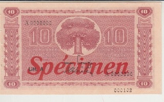 10 Markkaa 1945 Litt. A Specimen