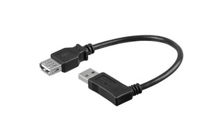 USB 2.0 jatkokaapeli A uros kulma - A naaras, 0.3m