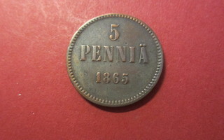 5 penniä 1865