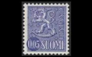 571IIy ** Leijonamalli 0,05 mk tyyppi II, y-paperi (1963)