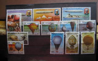 Ilmalaiva/pallo postimerkkejä 13 erinlaista