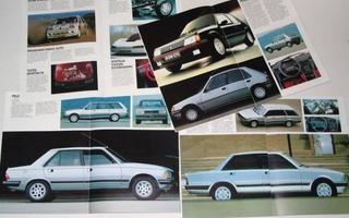 1986 Peugeot mallisto esite - KUIN UUSI - suom - 205 305 505