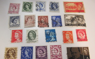 postimerkki kuninkaallisia 20 kpl kuningatar Elisabeth