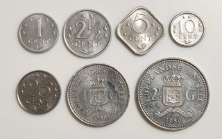 Antillit 1, 2 1/2, 5, 10, 25 Cent, 1, 2 1/2 Gulden 1980