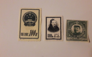 Kiinalaisia postimerkkejä, 3 kpl (vanhoja)
