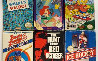 6kpl Nintendo NES USA-pelejä