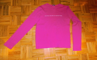 Pinkki Benetton pitkähihainen paita koko XS-S