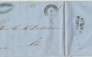 1858 franko-kirje Tanskasta Suomeen