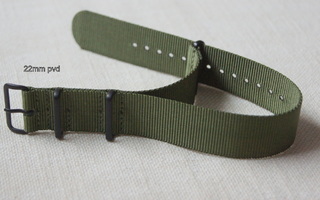 NATO 22 mm Khaki vihreä ranneke pvd soljet