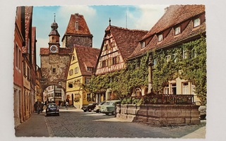 Vanha saksalainen postikortti – Rothenburg