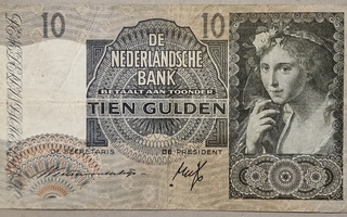 Alankomaat Netherlands 10 Gulden 1940 P-56 käytetty
