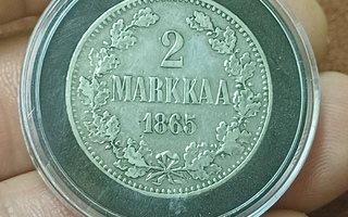 2 Markkaa 1865 hopeaa.