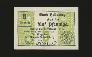 Saksa Notgeld 5 Pfennig, Heilsberg 2.4.1917