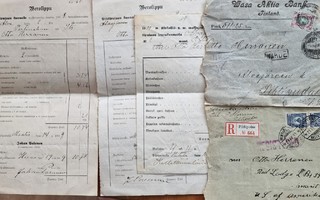 Suomi vanha kirje, verolippu, kirkollisvero USAan postitett