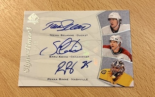 2021-22 SP Authentic Selanne/Koivu/Rinne Sign of the Times