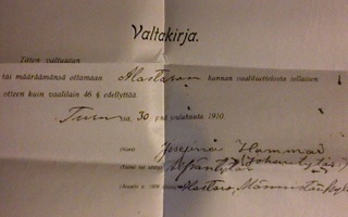 Valtakirja, äänestys, 1910.