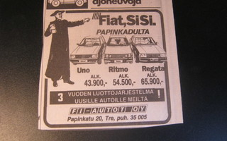 mainos Fiat Uno Ritmo Regata