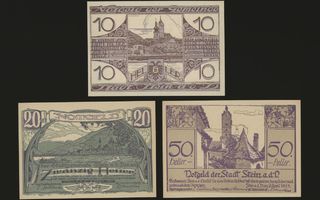 Itävalta Notgeld 10, 20, 50 Heller, Stein 1920