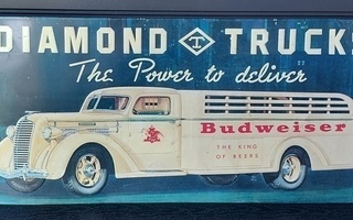Budweiser olut ja auto peltikyltti Diamond Trucks