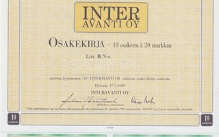 1989 Interavanti Oy spec, Helsinki pörssi osakekirja