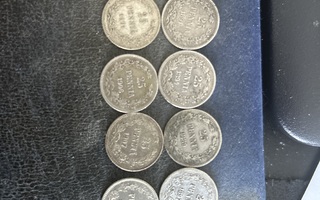 25 penniä 1890-1908, eri vuosia 11 kpl