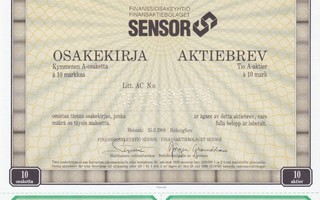 1988 Finanssi Oy Sensor spec, Helsinki pörssi osakekirja