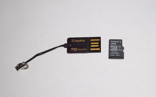 USB- lukija mini  Avaimenperään + microSD kortti 4GB